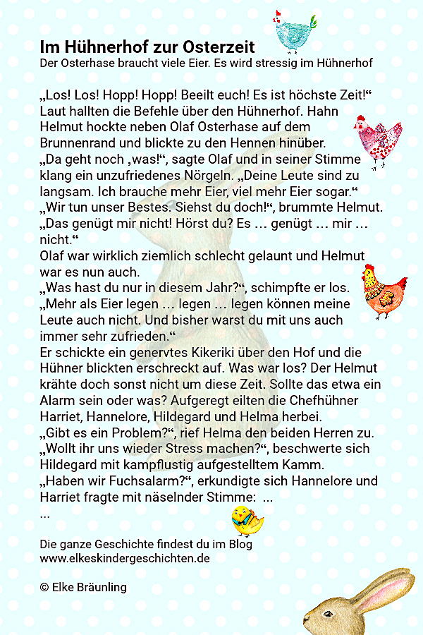 Im Hühnerhof zur Osterzeit – Elkes Kindergeschichten