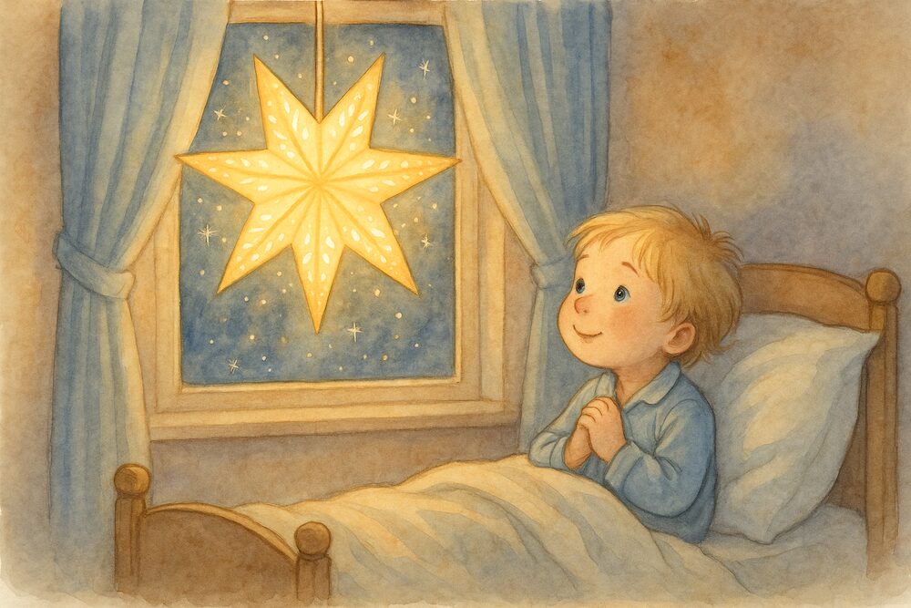 Mein kleiner Weihnachtsstern  Adventsgedicht zur guten Nacht mit Ausmalbild